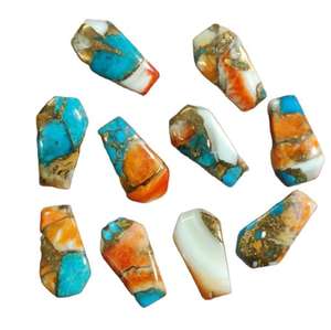 Ostra Espinosa Natural, Turquesa con Cambio de Color, Forma de Ataúd, Cabujón Liso, Gema para Joyería, Collar, Anillo, Piedra de Nacimiento - Product Image 1