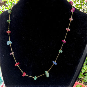 Cuentas de <span class=keywords><strong>Chip</strong></span> de concha de colores, cuentas de forma libre irregulares con cadena fina de acero inoxidable, collar de joyería de moda - Product Image 5