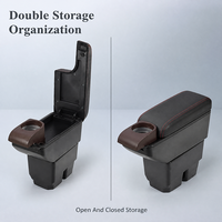 Boîte d'accoudoir universelle pour voiture Foshan Carfu AC-4204, double rangement, cinq ports USB, porte-gobelets, vente en gros OEM, directement de l'usine, personnalisable