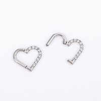 Cincin Hidung Klasik Bentuk Hati Bahan Stainless Steel 316L Zirkon, Anting Septum, Anting Helix, Perhiasan Tubuh untuk Pernikahan