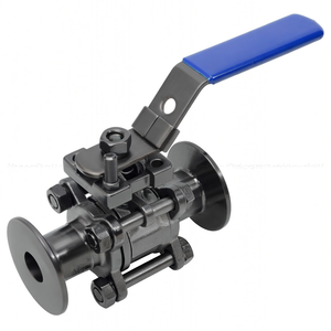 Vanne à bille sanitaire en acier inoxydable 316 de qualité alimentaire COVNA DN40 1,5 pouce à 2 voies avec raccord à bride et poignée de verrouillage Upvc - Product Image 1