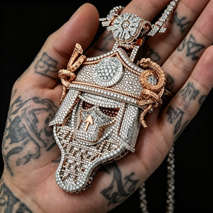 <span class=keywords><strong>Pendentif</strong></span> de luxe en argent sterling S925, motif tête de mort Hip Hop, avec diamant de laboratoire VVS rond, pour rappeur - Vente en gros - Product Image 3