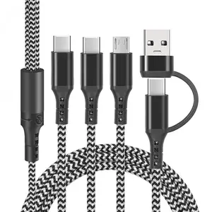 Cabo usb rápido 5 em 1 para celular, cabo universal multi-celular multi-rápido 3 em 1 para carregamento, cabo de carregamento tipo c para Android, mais recente