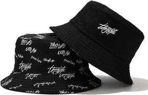 Chapeau Bob Réversible à Large Bord Personnalisable avec Logo Imprimé Lettres Coton Délavé Unisexe Style Japonais Coréen Chapeau de Soleil d'Été Décontracté pour Voyage - Product Image 4