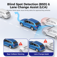 AZDOME M360 ADAS kamera dasbor mobil, DVR dua saluran dengan 5G Wifi GPS WDR kotak hitam mobil 4K depan dan belakang