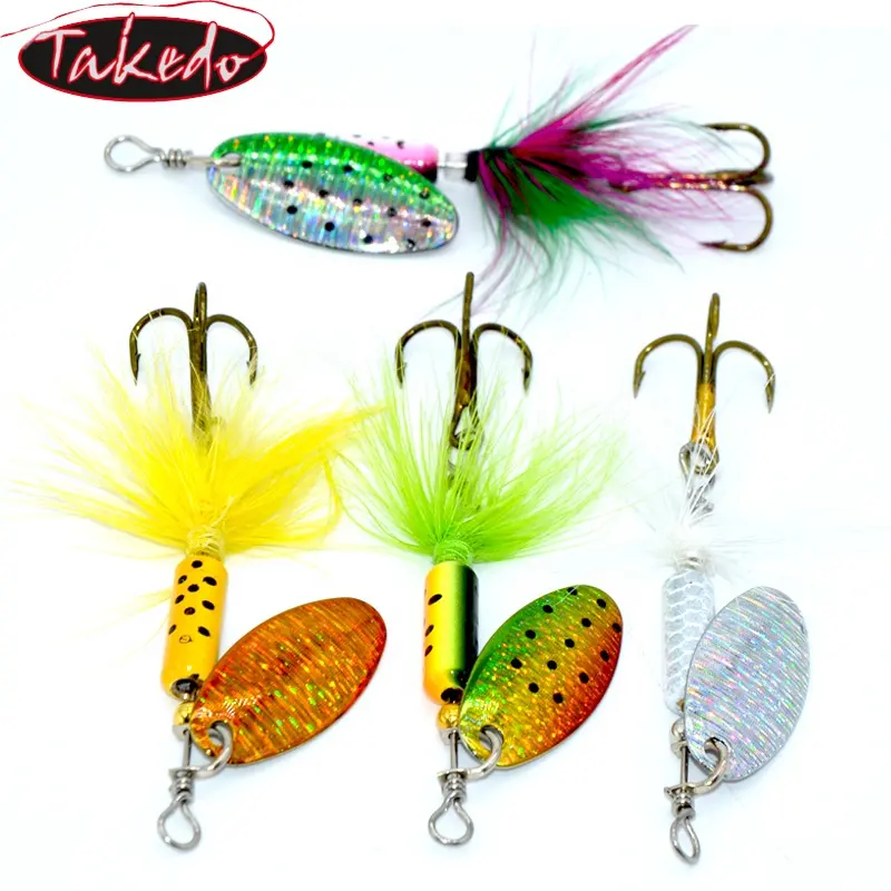 TAKEDO Wholesale high quality HG17 65mm 4g fish type soft bait with spinner bait spoon fishing lures
