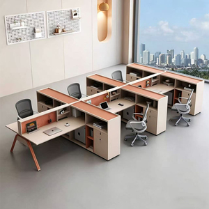 Ensemble de bureau <span class=keywords><strong>et</strong></span> chaise de style industriel minimaliste moderne en MDF pour postes de travail à domicile, bureaux en cubicle 4/6 personnes <span class=keywords><strong>et</strong></span> bureaux financiers - Product Image 1
