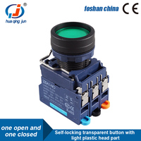 Huaqingjun bouton Transparent Led vert autobloquant pas de commutateur de bouton poussoir NC pour PLC