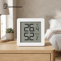 ZenMeasure Thermomètre numérique mini haute précision Swiss Tech avec 1 an d'autonomie de la batterie et hygromètre à icônes de confort facial