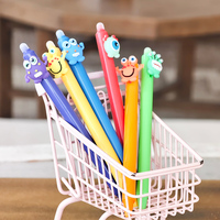 Pasokan Pabrik Pulpen Gel Multiwarna untuk Pelajar, Tutup Pulpen Silikon Alien Monster, Logo Custom, Perlengkapan Menulis Sehari-hari, Pesanan Grosir