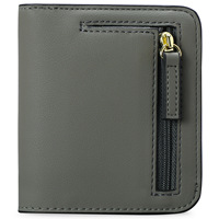 Dompet Pendek Grosir Bahan Kulit PU Tempat Kartu Identitas untuk Wanita Dompet Koin Kecil Dengan Ritsleting Klip Uang RFID Lipat Kustom