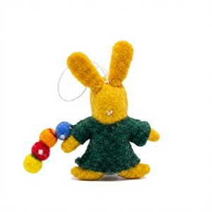 Best Himalaya Handmade Eco-Friendly <b>Wool</b> Easter Rabbit Ornament Embroidered Green <b>Dress</b> White Custom Size Wall Hanging Christmas - Product Image 3