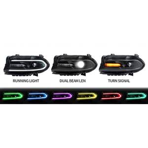SET RGB TYPE LED Headlight para Dodge Charger 2015 - 2020 Modelos halógenos High BEAM LOW BEAM TURN SINGLS RUNNING headlamp ASSY - Product Image 4