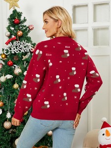Custom <strong>Women's</strong> <strong>Christmas</strong> Knit Sweater Jacquard Crewneck Pullover <strong>Christmas</strong> Sock Pattern Festive Holiday <strong>Jumper</strong> for Winter - Product Image 4