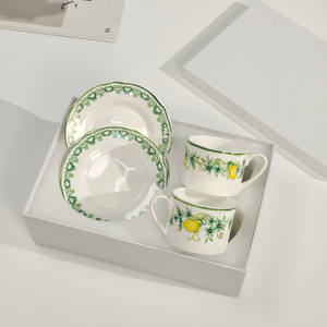 Tasse à café et soucoupe en porcelaine fine de la série Muguet de haute qualité, style anglais de luxe léger, pour le thé de l'après-midi, avec mug - Product Image 1