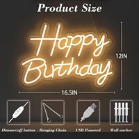 Panneau lumineux néon Joyeux Anniversaire, alimenté par USB, à intensité réglable, pour fête d'anniversaire