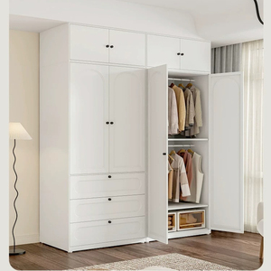 <span class=keywords><strong>Armoire</strong></span> de rangement pleine hauteur en métal minimaliste français avec portes encastrées à arche courbée et penderie séparée - Product Image 1