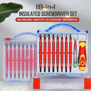 18 In 1 Insulated <b>Screwdriver</b> Set Magnetic Phillips Head Plastic Handle Diy Tool Kit For Electrician Repair - Product Image 1