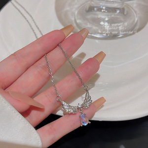 Collar Clásico de Plata con Alas de Ángel y Piedra Lunar para Mujer, Marca SongYi, Gran Venta - Product Image 4