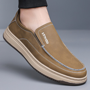 Mocassins en daim pour hommes L7HOU, bout rond, à enfiler, semelle extérieure en caoutchouc antidérapante, chaussures décontractées d'été - Product Image 1