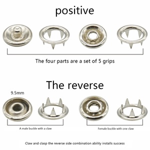 200 Bộ 9.5mm rỗng và rắn kim loại <span class=keywords><strong>prong</strong></span> Snaps nút với Fastener Kìm Báo Chí công cụ Kit cho may và da và thủ công - Product Image 4