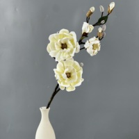 Fleurs artificielles de magnolia haut de gamme en EVA, 92 cm, toucher réel, avec bourgeons, en vrac, pour la décoration de vases à la maison et les mariages