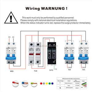 อุปกรณ์ป้องกันไฟกระชากอุตสาหกรรม Dc Spd 40ka 2p 1000v T1/T2 สำหรับระบบโซลาร์เซลล์ ป้องกันวงจรไฟฟ้ากระแสสลับ 220V/320V - Product Image 4