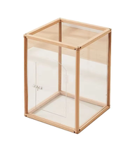 Clôture pour animaux de compagnie transparente et incassable en bois respirant avec porte, enclos pour petits chiens, cage sans assemblage requis, pour intérieur