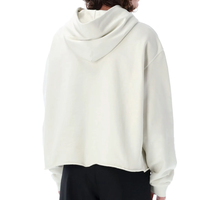 Pull-over unisexe surdimensionné à épaules tombantes, 100% coton épais 400 g/m², à carreaux, avec poche et ourlet brut, pour l'hiver, vente en gros
