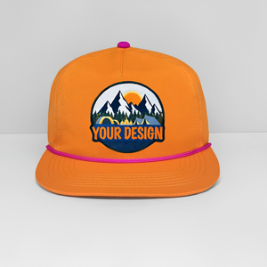 Casquette de baseball Snapback 5 panneaux à visière plate, non structurée, avec logo personnalisé OEM, broderie rétro, style 'Duck Rope', pour le camping et les activités de plein air, modèle 256 Sports - Product Image 4