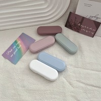 Ensemble étui à lentilles de contact vintage en forme de poisson mat, couleur unie, étui à lunettes écologique en plastique PU de forme rectangulaire en PVC, sacs