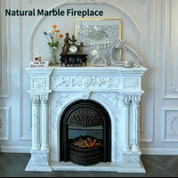 Manteau de cheminée en marbre, cadre de cheminée, manteau de cheminée de luxe en marbre naturel sculpté à la main pour la décoration intérieure de villas et de maisons