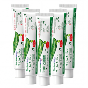 Usine de <span class=keywords><strong>dentifrice</strong></span> chinoise de premier plan, 100g, Aloe Vera, blanchissant, menthe, <span class=keywords><strong>triple</strong></span> <span class=keywords><strong>action</strong></span>, sans fluor, plaque dentaire, tartre, caries, mauvaise haleine, soins bucco-dentaires - Product Image 1