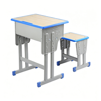 Ensemble Chaise et Bureau en Acier Inoxydable Épaissi Moderne pour Élèves du Primaire et du Collège, Plateau en Bois 60x40cm, Usage Commercial Scolaire