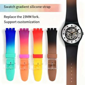 Forwelleny Bracelet de montre en silicone dégradé Sanchakou 19 mm pour <span class=keywords><strong>femmes</strong></span> et hommes, accessoires - Product Image 3