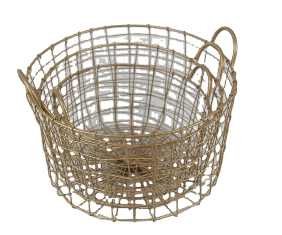 Wholesale round shape fruit storage basket metal wire basket metal storage basket