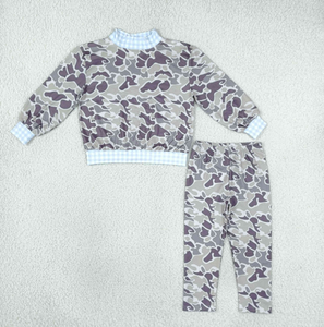 Conjunto de sudadera de manga larga con estampado de camuflaje para niñas, pantalones acampanados con puños con volantes, conjunto para niños pequeños - Product Image 3