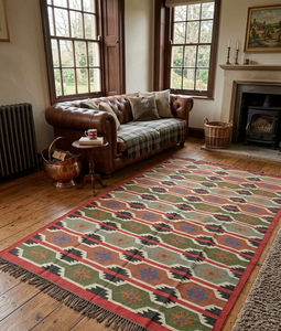 Tribal Southwestern Handmade Wool Jute Kilim <b>Runner</b> <b>Rug</b> Geometric Boho Farmhouse Carpet <b>for</b> Hallway Entryway Living Room Decor - Product Image 3
