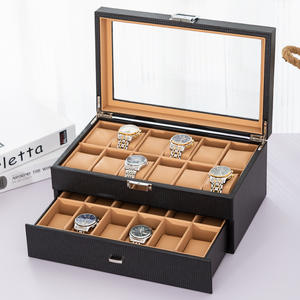 Luxe Double Couche 24 Fentes Montre Boîte Bijoux Boîte De Rangement Stock En Gros cas usine <span class=keywords><strong>moins</strong></span> <span class=keywords><strong>cher</strong></span> prix de gros - Product Image 3
