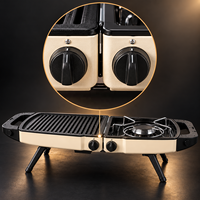 Barbecue et réchaud de camping 2-en-1, revêtement céramique antiadhésif, gril pliable portable pour extérieur, camping-car et pique-nique