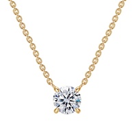 Elegante Colgante de Diamante de Laboratorio de 1ct/2ct, Corte Brillante, Certificado IGI, Oro Amarillo Sólido de 18K, Minimalista, con Cuatro Puntas, para Uso Diario