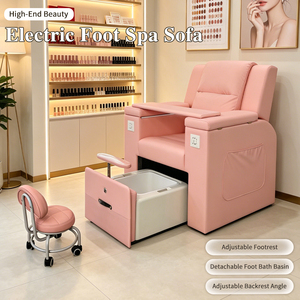 Fauteuil de pédicure sans tube avec bassin amovible, accoudoirs relevables, angle réglable, sacs de rangement, idéal pour les spas, salons de beauté et salons de manucure - Product Image 1