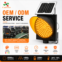 Luz de Advertencia LED Solar Intermitente Ámbar de 300 mm, Lámpara de Seguridad para Barricadas y Tráfico, 360°, para Conos de Tráfico, Construcción, Zonas de Riesgo y Trabajo