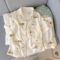Pyjama à manches courtes pour femmes chaudes mignon dessin animé imprimé vêtements de nuit décontractés pour l'hiver été automne printemps