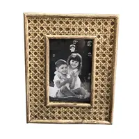Rattan Picture Frame Wood Photo Picture Frame Antique Decoration Handmade Desk Table Stand Vietnam Rattan Wood Picture Photo Frame