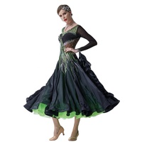 B-19176 Moderne danse porter des femmes de bal costumes de danse valse performance uniformes boule robe de danse peinture à l'encre grande jupe robe
