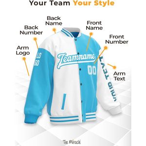 เสื้อแจ็คเก็ตวาร์ซิตี้แบบกำหนดเอง เสื้อแจ็คเก็ตเบสบอลบอมเบอร์แบบมีตัวอักษร เสื้อแจ็คเก็ตนักเรียนแบบยูนิเซ็กซ์ พร้อมชื่อ หมายเลข โลโก้ และข้อความ - Product Image 4