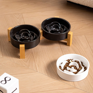 Ceramic <b>Slow</b> <b>Feeder</b> Bowl with Floral Rose Design for <b>Dogs</b> Indoor Use Food Grade Material Rounded Shape White Color - Product Image 4