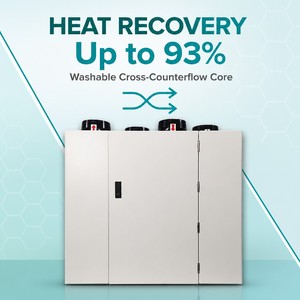 Ventilateur <span class=keywords><strong>de</strong></span> récupération <span class=keywords><strong>de</strong></span> chaleur HRV ERV, montage mural vertical, ventilation à récupération d'énergie, préchauffage PTC à 93%, machine à air frais - Product Image 1