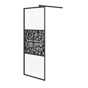 ผนังห้องอาบน้ำแบบวอล์กอิน ดีไซน์หินสีดำ ขนาด 35.4x76.8 ซม. กระจก ESG พร้อมกรอบ อุปกรณ์ตกแต่งห้องน้ำทันสมัย - Product Image 1